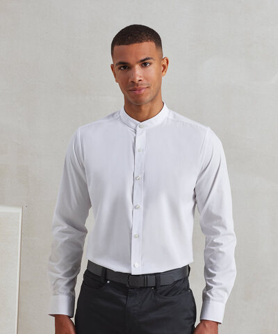 Banded collar grandad long sleeve shirt