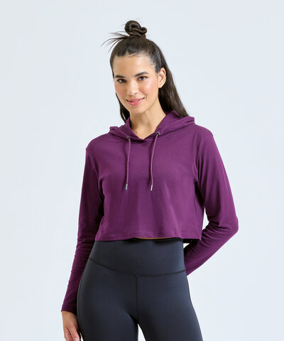 Women's TriDri(R) cropped hooded long sleeve t-shirt