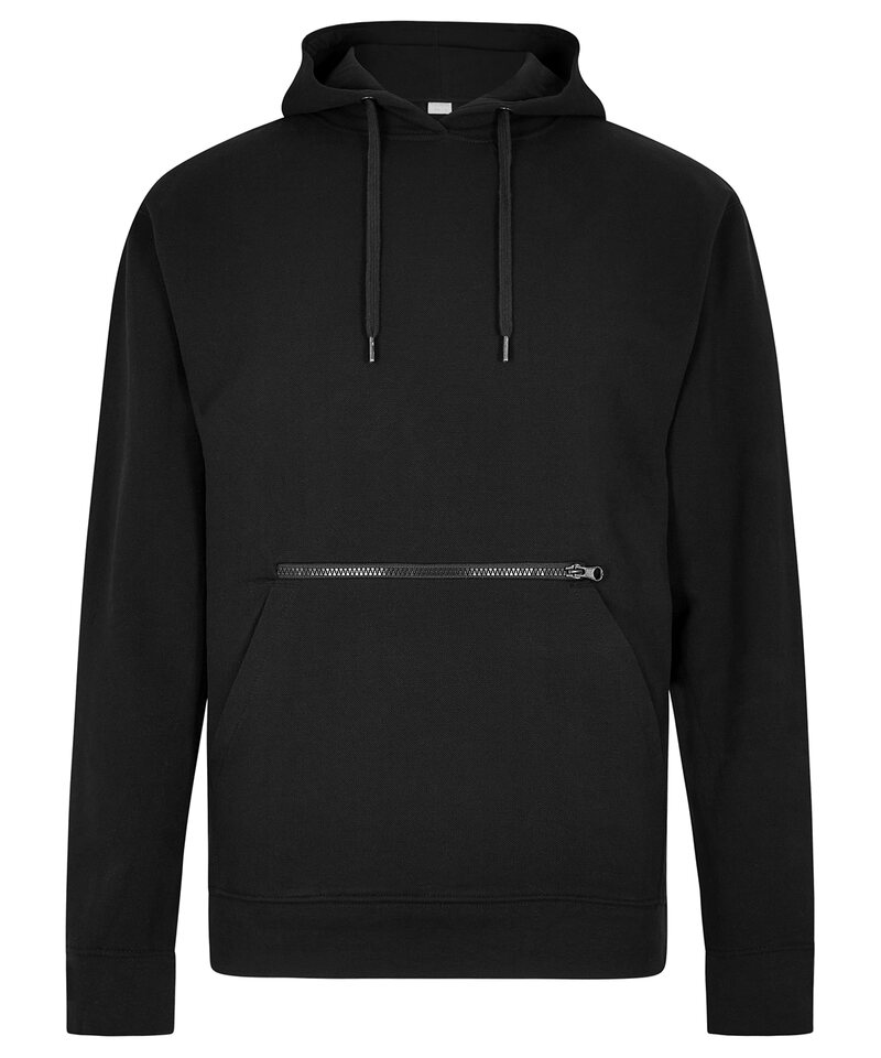 Regular fit pique hoodie with zipped pocket