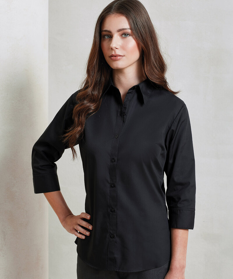 Women's 3/4 sleeve poplin blouse